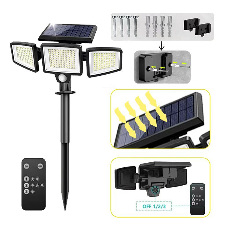 NightSentry Solar Security Light — Triple Head, 2500 Lumen, Motion Activated, Wire Free