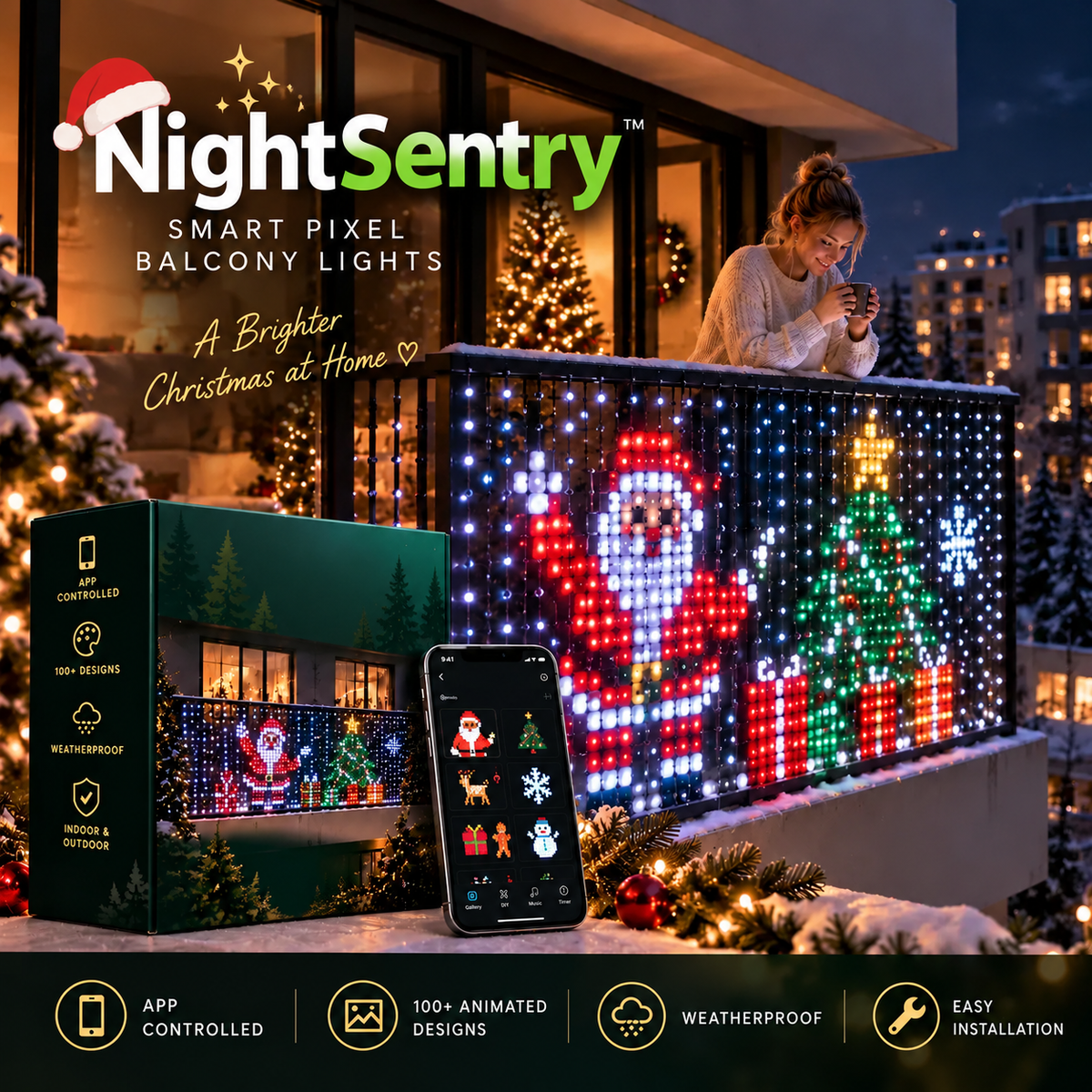Christmas LED Decorative balcony fence and courtyard holiday string lights