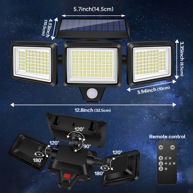 NightSentry Solar Security Light — Triple Head, 2500 Lumen, Motion Activated, Wire Free