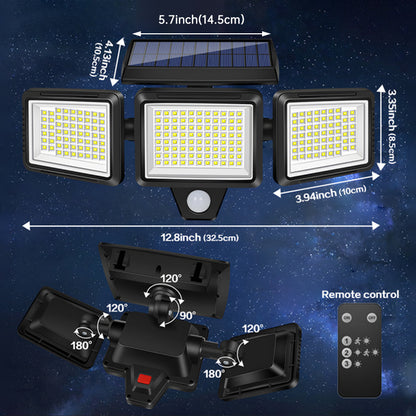 NightSentry Solar Security Light — Triple Head, 2500 Lumen, Motion Activated, Wire Free