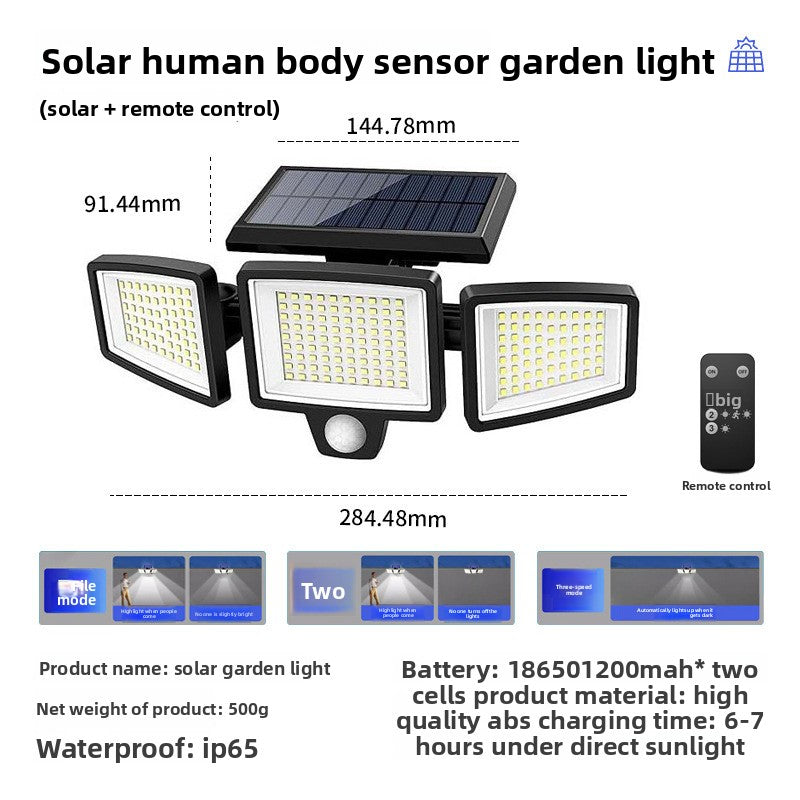 NightSentry Solar Security Light — Triple Head, 2500 Lumen, Motion Activated, Wire Free
